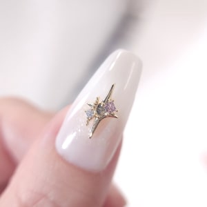 4 pcs white and pink star High Quality Nail Gem, Nail Charms, earring charm, Nail Bling, Nail Crystal, Nail Rhinestone