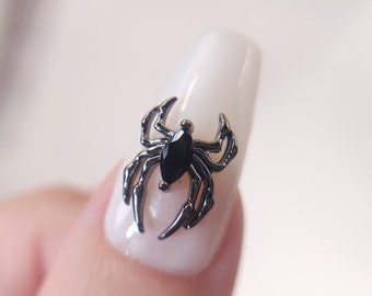 4 pcs High Quality Nail Charms|halloween black spider |3D Nail Art charms, with black Zircon |Nail Bling, Nail Crystal, Nail Rhinestone|gift