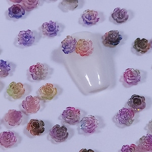 10 pcs Supper mini 5mm Resin camellia|Nair art| nail charms|double color||glow in the dark|cabochon| earring charm|gift for her