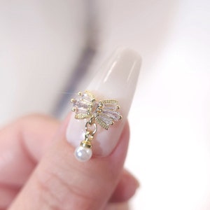 2 pcs High Quality Nail Gem|Nail Charms, earring charm|Glittering Zirconia Pearl Tassel, Nail Bling|Nail Crystal|Nail Rhinestone |gift
