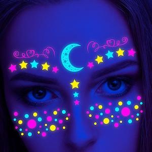 Instant tatoo|moon| Freckles lExotic | Temporary Tattoo|Tattoo Sticker | Kids Party |Birthday Party|Glow In Dark UV light|  halloween