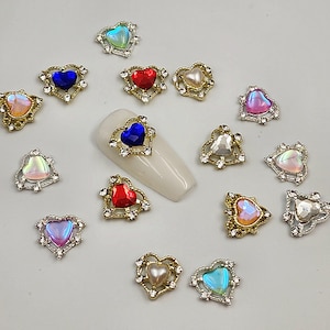 Valentine&#39;s Day8pcs Nail Gem, Nail Charms, earring charm, color rhinestons heart, Nail Bling, Nail Crystal, Nail Rhinestone