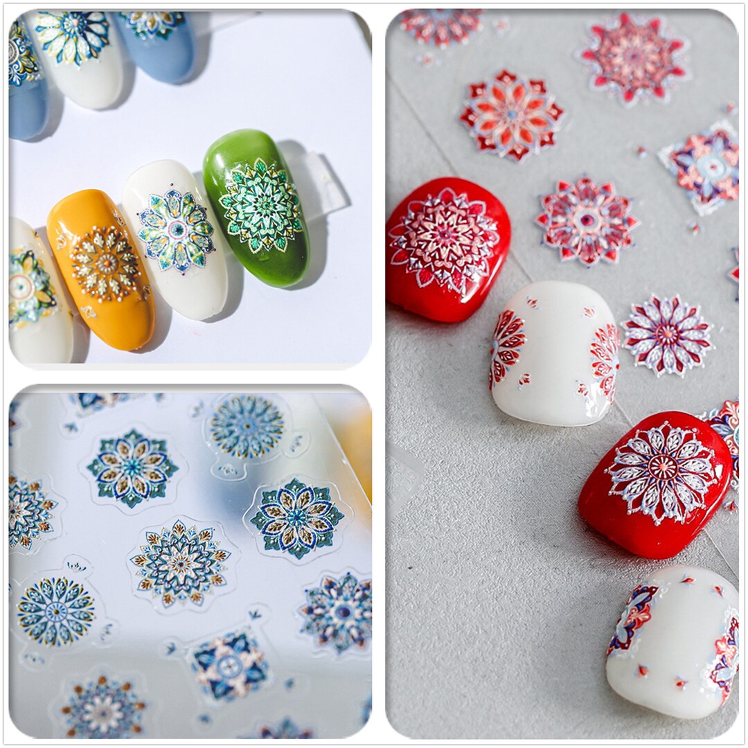 Bohemia Relief Pattern Nail Art Stickers Self Decals5d Embossed Peel