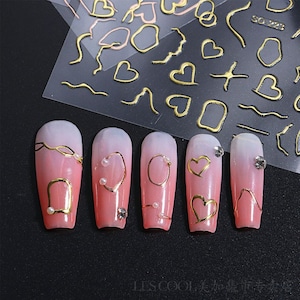 Nail Art Decals Sticker Laser Gold Galaxy Constellation Meteor Irregular geometry  3D  Self-Adhesive Nail Sticker