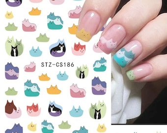 Nail Art Decals| Nail Sticker cute kitty and dog | Nail Diy  -   Self-Adhesive Nail Sticker