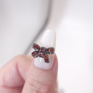 2 pcs High Quality Nail Gem, Nail Charms|ear,|earring charm|Metal mosaic red zircon, Nail Bling, Nail Crystal, Nail Rhinestone