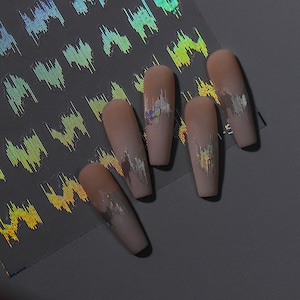 Nail Art,  gold and silver  Nail Stickers 3D  Nail Decals, Nail Decal Art, DIY Nails