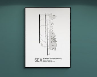 Seattle Flughafen SEA Diagramm Digitaldruck