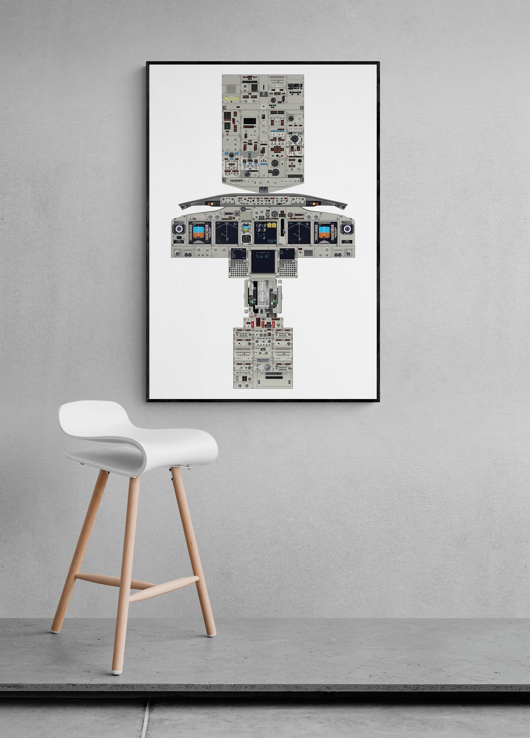 thumbnail image 2 of Huge Boeing 737-800 Flight Deck Cockpit Poster - 30x50 Inches, Unframed - Free Shipping 2 of 5