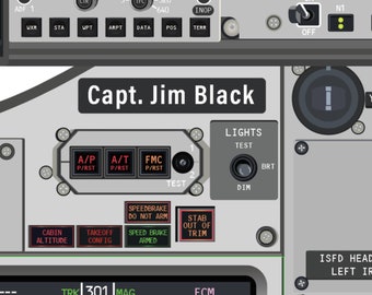 Personalized Aviation Cockpit Poster, Pilot Gift, Aviation Wall Art