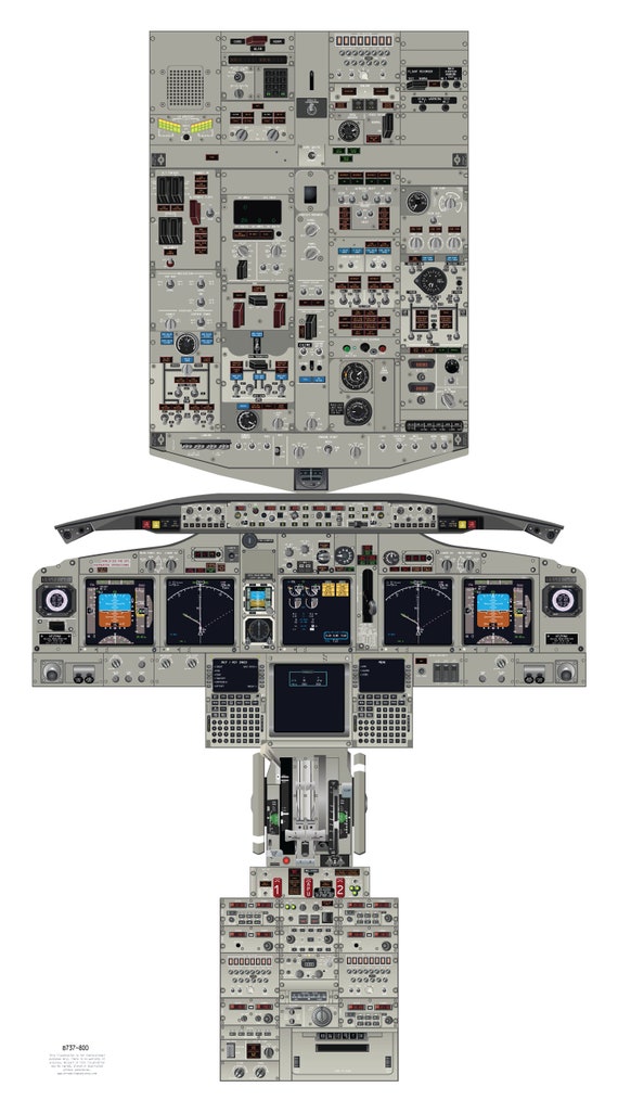 Large Boeing 737-800 Training Cockpit Poster - Perfect Pilot Gift