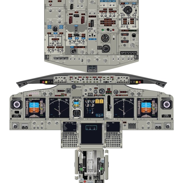 Boeing 737-800 Study Aid Digital Graphic  - Flight Deck Cockpit  - 18x30, 18x24, 12x20 and A1, A2