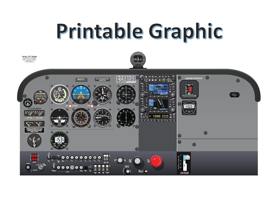 Printable Cessna 172 Cockpit Poster Wall Art Etsy