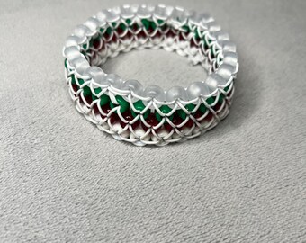 Christmas Kandi Cuff | Ladder Stitch | Red and Green
