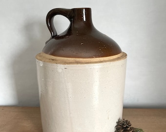 Large Vintage Two Tone Stoneware Canning Jug, Large Crock, CrocK, Primitive Decor, Vintage Decor, Farmhouse Decor, Rustic Decor