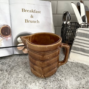 Vintage Pitcher, Vintage Pottery Pitcher, Tan Pitcher, Carmel Pitcher, Kitchen Decor, Glazed Pitcher, Water Pitcher, Drink Pitcher, Vintage