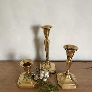 Set of 3 Vintage Brass Candlestick, Vintage Candlesticks, Brass Candlesticks, Candlesticks, Vintage Brass, Vintage Decor, Farmhouse Decor