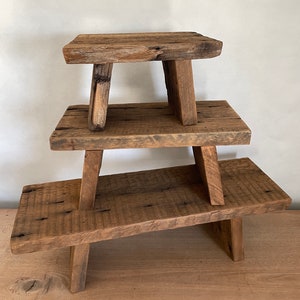Rustic Barnwood Stool – Handmade Wood Stool – Farmhouse Decor Accent ...