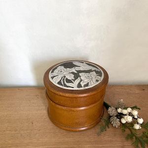 Vintage Wood Canister Hummingbird Trinket Dish Kitchen Canister Kitchen Storage Country Kitchen Rustic Decor Cabin Decor