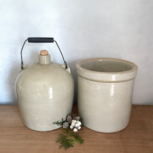 Stoneware Crock, Crock, White Crock, Utensil Crock, Antique Crock, Vintage Crock, Kitchen Decor, Antique Decor, Farmhouse
