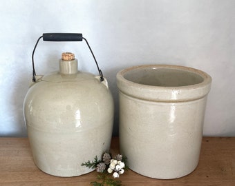 Stoneware Crock, Crock, White Crock, Utensil Crock, Antique Crock, Vintage Crock, Kitchen Decor, Antique Decor, Farmhouse