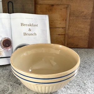 Blue Stripe Bowl, Vintage Bowl, Stoneware Bowl, Blue Banded Bowl, Vintage Stoneware Bowl, Primitive, Antique, Kitchen Decor, Farmhouse