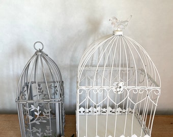 Vintage Bird Cage, Bird Cage, Gray Bird Cage, White Bird Cage, Vintage Decor, Antique Decor