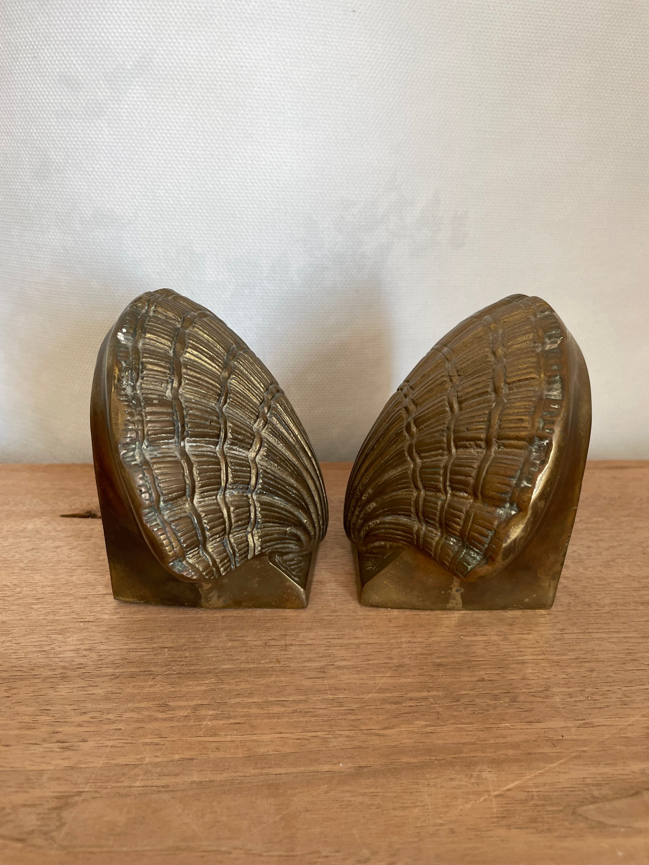 Brass Shell Bookends Brass Bookends Shell Bookends Vintage Etsy