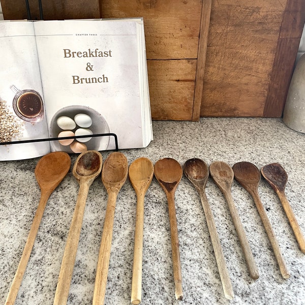 Wood Spoon, European Wood Spoon, Wood Utensil, Vintage Wood Spoon, French Country Kitchen, Primitive Spoon