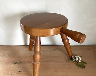 Bloemenbotanische voetenbank met houten poten Neutrale boho lage kruk H-780 - België