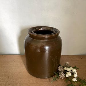 Stoneware Crock Jar, Stoneware Vase, Kitchen Decor, Vintage Decor, Antique Decor, Antique Stoneware, Brown Stoneware Crock, Stoneware Jar