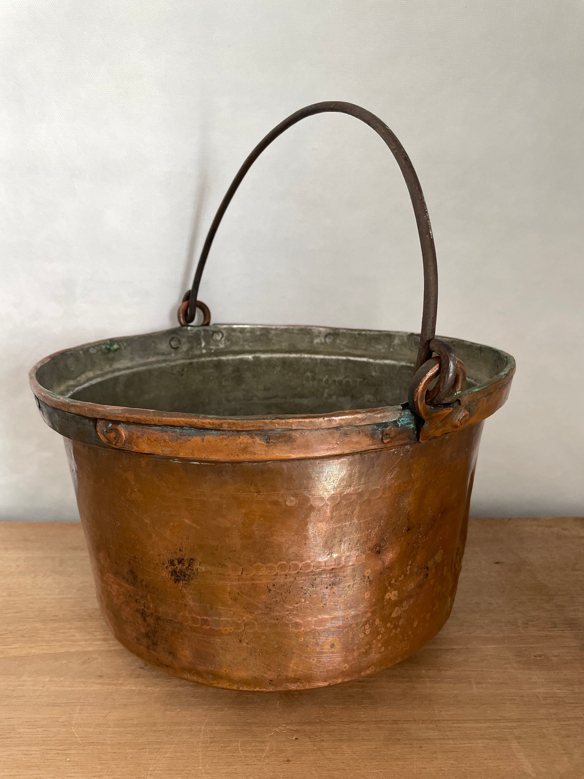 銅バケツ、ヴィンテージ銅鍋、銅鍋、フレンチカントリー、銅バケツ、銅