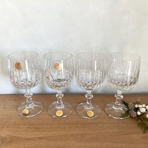 Set of 4 Crystal Wine Glasses, European Crystal, Set of 4 Glasses, Clear Drinking Glasses, Vintage Glasses, Glassware, Stemware