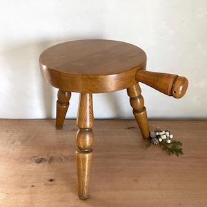 Wood Milking Stool, Round Stool, Round Wood Stool, Vintage Wood Stool, Vintage Stool, Wood Stool, Vintage Decor, Primitive Decor
