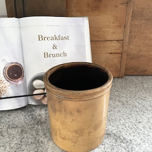 Rustic Pottery Vase Utensil Crock Stoneware Pottery Crock Rustic Vase Farmhouse Crock Kitchen Organization Pottery Crock Old Pottery Macomb