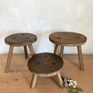 Small Wood Stool, Counter Top Stool, Wood Stool, Round Stool, Tripod Stool, Handmade Wood Stool