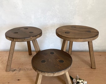 Small Wood Stool, Counter Top Stool, Wood Stool, Round Stool, Tripod Stool, Handmade Wood Stool