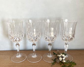 Juego de 4 copas de vino, Juego de 4 vasos, Vasos transparentes para beber, Vasos vintage, Cristalería, Vasos vintage, Copas, Cocina vintage