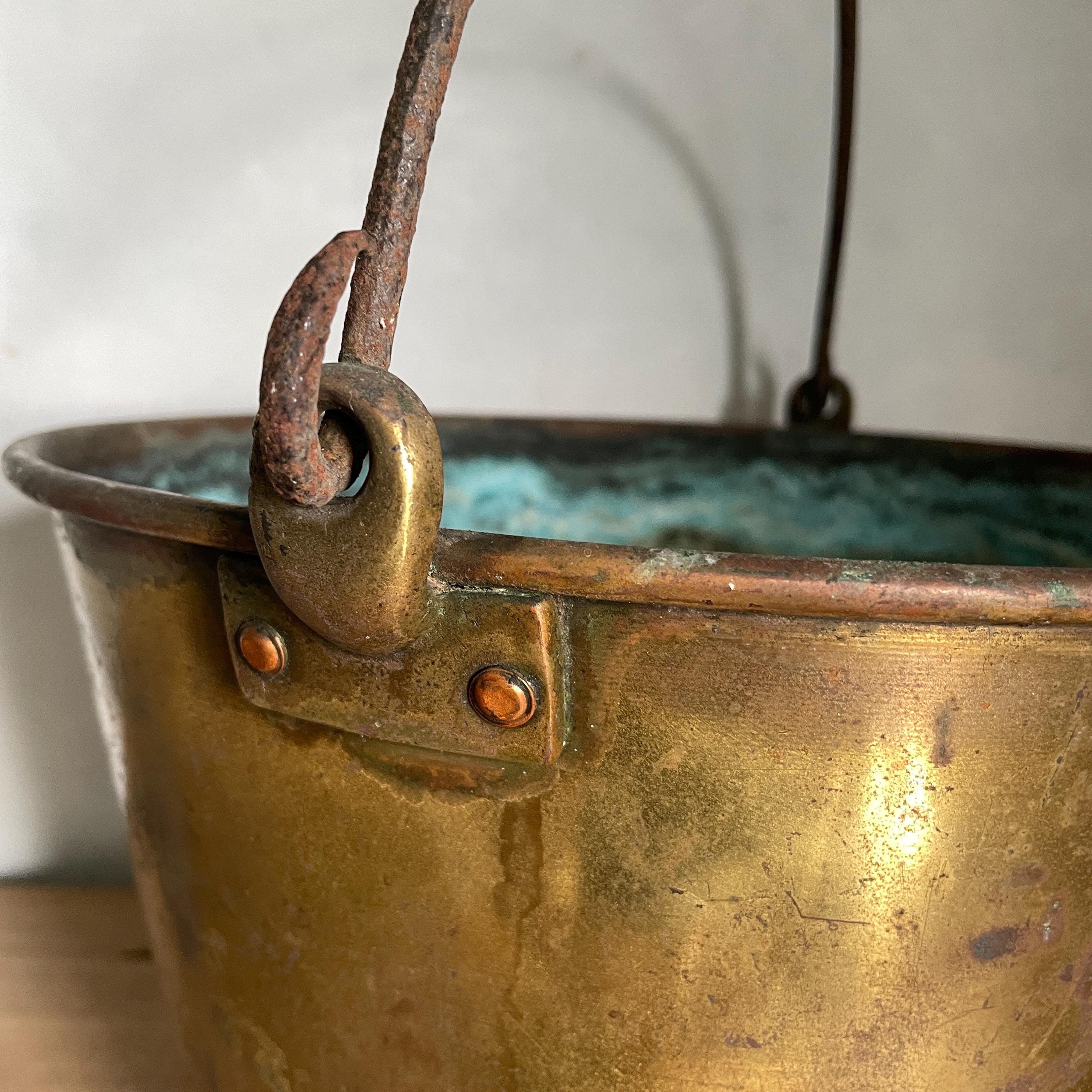 アンティーク真鍮バケツ、ヴィンテージ真鍮バケツ、フレンチカントリー