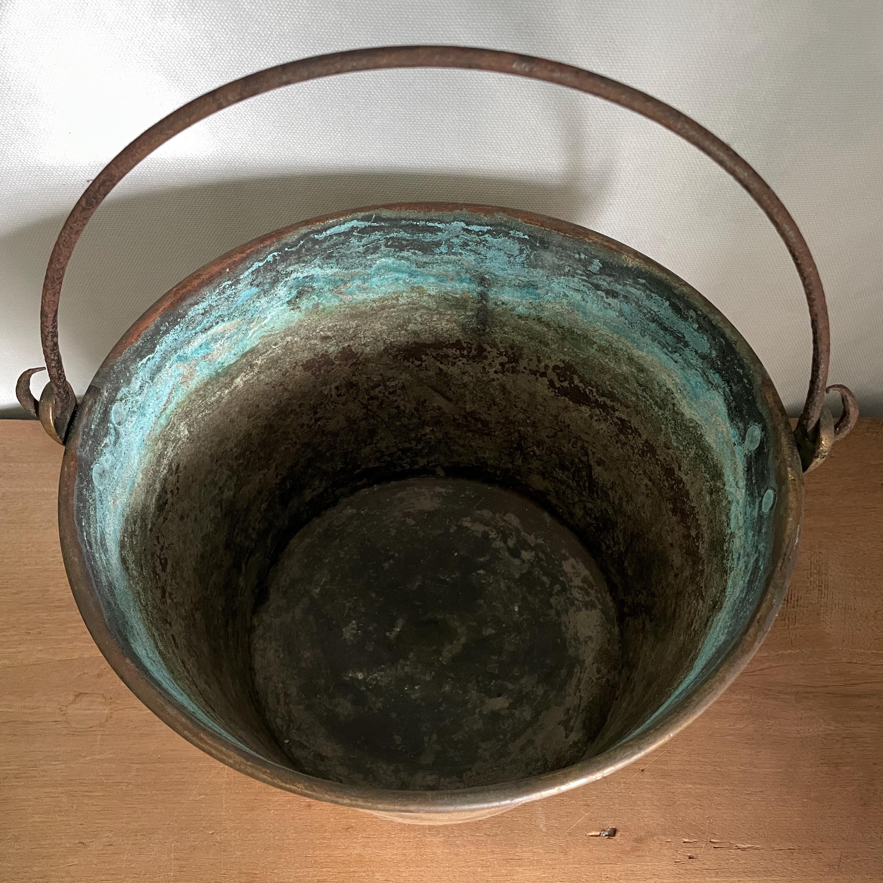 アンティーク真鍮バケツ、ヴィンテージ真鍮バケツ、フレンチカントリー