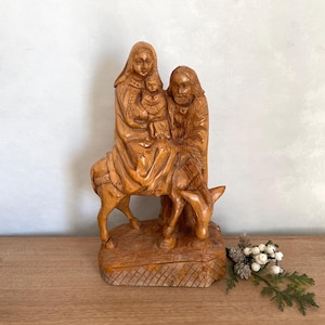 Vintage Nativity Set Wood Carved Nativity Set Christmas Nativity Set Vintage Christmas Shelf Decor Handmade Wood Nativity Religious Decor
