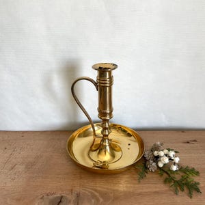 Brass Chamber Candlestick, Brass Candlestick, Brass Candlestick Holder, Brass Chamberstick, Vintage Brass Candlestick, Home Decor, Farmhouse