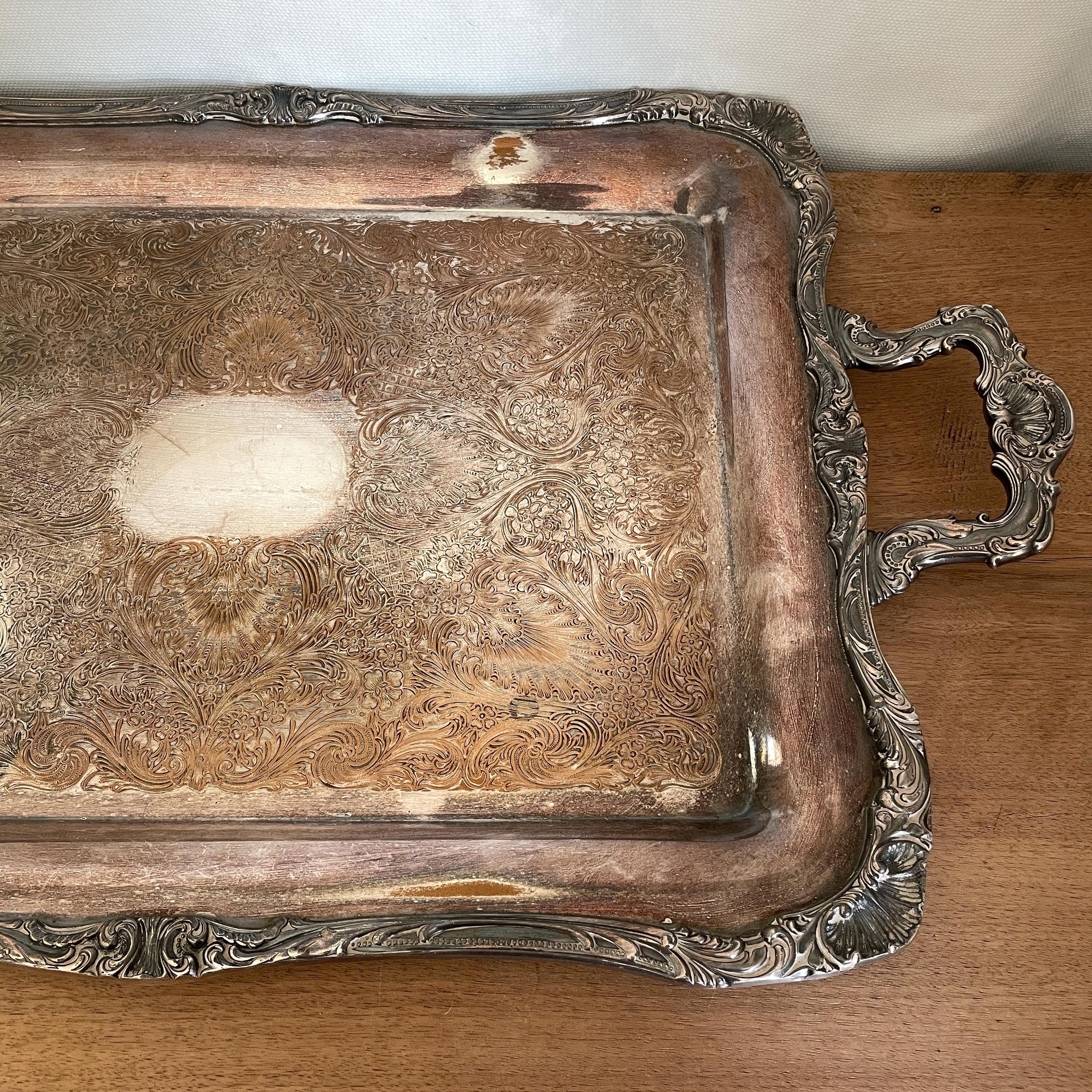 Silver Tray, Silver Serving Tray, Coffee Table Decor, Side Table Decor ...