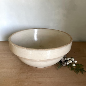 Bol de gres blanco, bol grande para mezclar, bol para masa, cocina de estilo rústico francés, decoración antigua, decoración de cocina