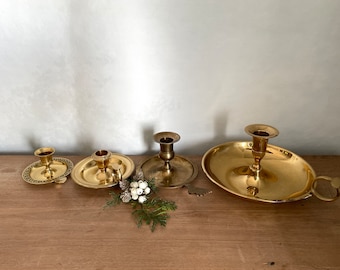 Brass Chamber Candlestick Holder, Brass Candlestick Holder, Vintage Brass Candlestick, Vintage Decor, Antique Decor