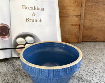 Small Blue Stoneware Bowl, Stoneware Bowl, Patterned Stoneware Bowl, French Country Kitchen, Antique Decor, Kitchen Decor