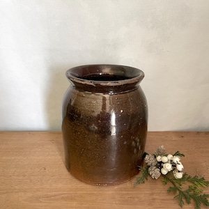 Stoneware Crock Jar, Stoneware Vase, Kitchen Decor, Vintage Decor, Antique Decor, Antique Stoneware, Brown Stoneware Crock, Stoneware Jar