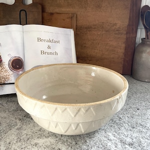 Stamped Whited Stoneware Bowl, Stoneware Bowl, Patterned Stoneware Bowl, French Country Kitchen, Antique Decor, Kitchen Decor