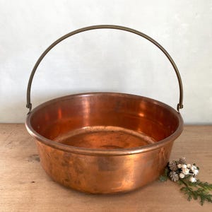 Large Copper Bucket, Copper Pan, Vintage Copper Pot, Copper Pot, French Country, Copper Pail, Copper Planter, Kitchen Decor,