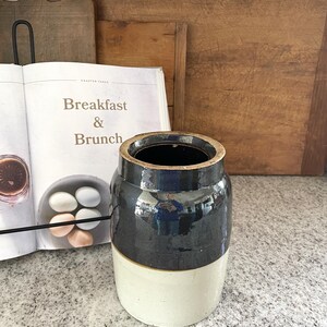Stoneware Crock Jar, Utensil Crock, Kitchen Decor, Vintage Decor, Antique Decor, Antique Stoneware, Brown Stoneware Crock, Stoneware Jar